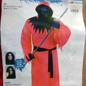 Adult Mens Halloween Costume Unknown Phantom Red Scary Creepy One Size Robe Mask